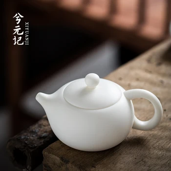 |uždegimo dehua balto porceliano arbatinukas, vieną puodą lajus jade keramikos xi shi puodą vieno dydžio kung fu namų arbatinukas
